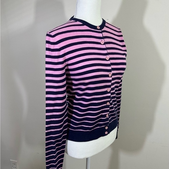 Lilly Pulitzer sz XSM sweater cardigan in navy and a deep pink. Lightweight - Picture 10 of 13